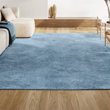 Haze Solid Low-pile Area Rug Classic Blue